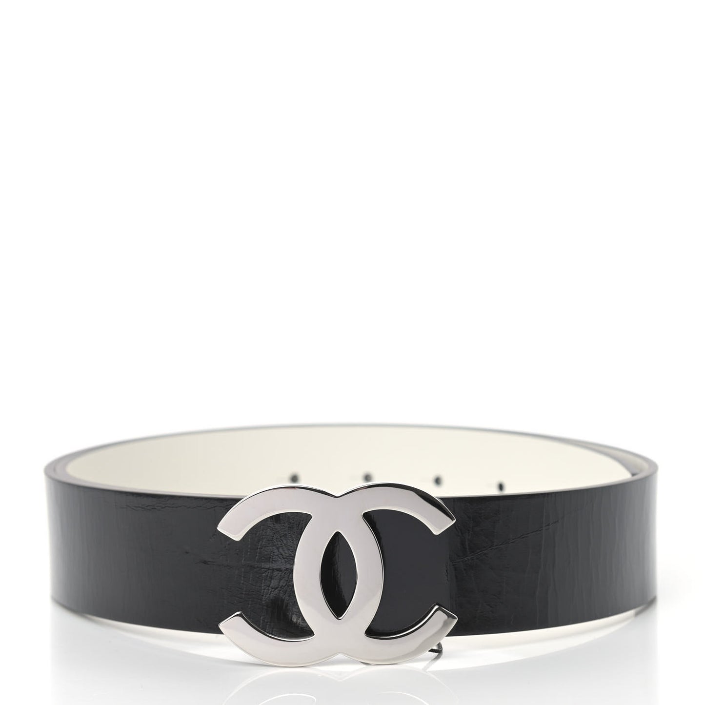 Patent Calfskin CC Reversible Belt 85 Black White