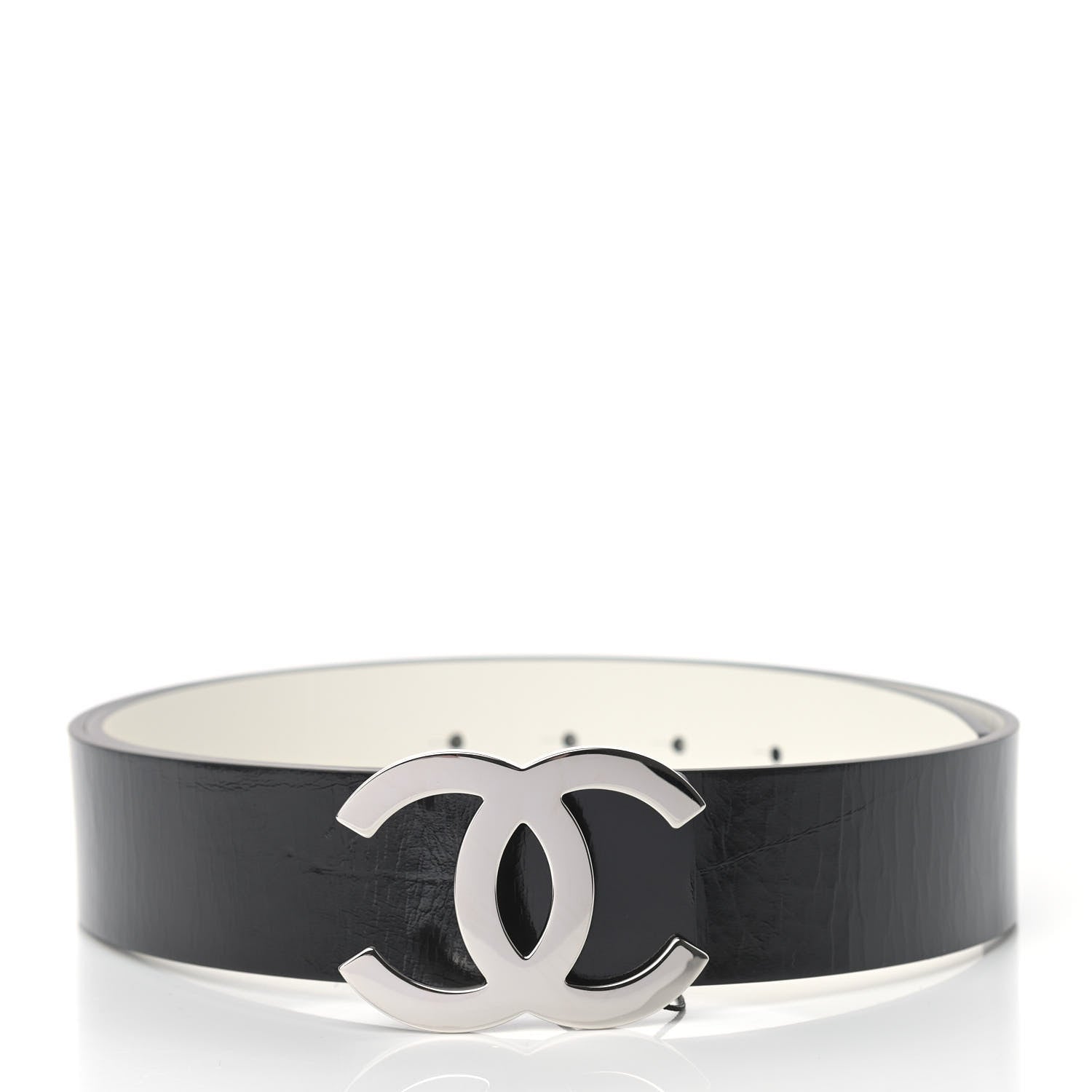 Chanel Patent Calfskin CC Reversible Belt 85 Black White 2 of 7