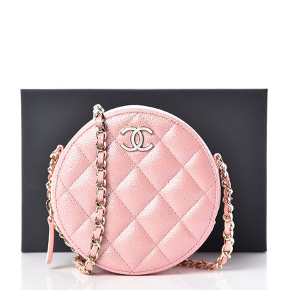 Chanel Iridescent Caviar Resin Quilted Round Clutch With Chain Pink 8 of 8