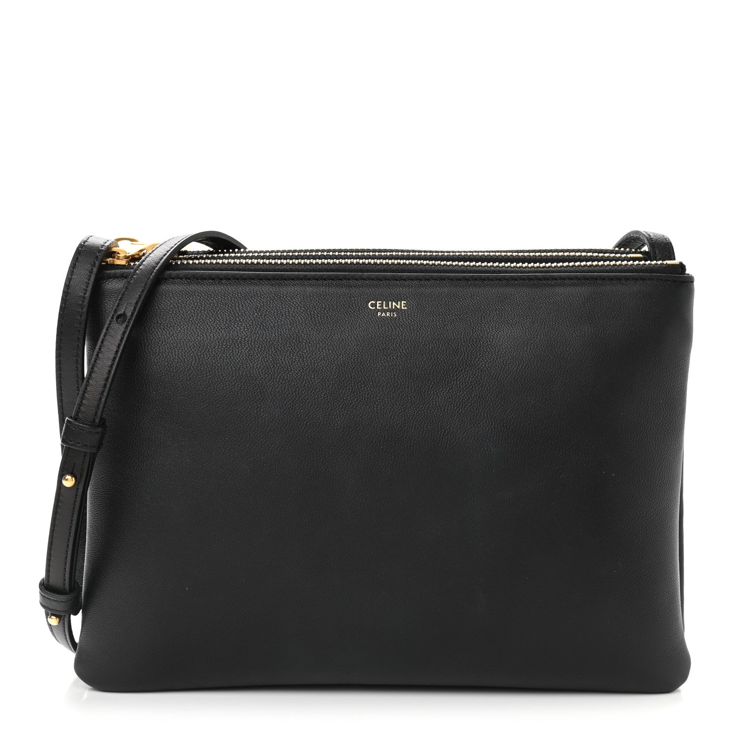 Celine Lambskin Large Trio Crossbody Bag Black 1 of 11