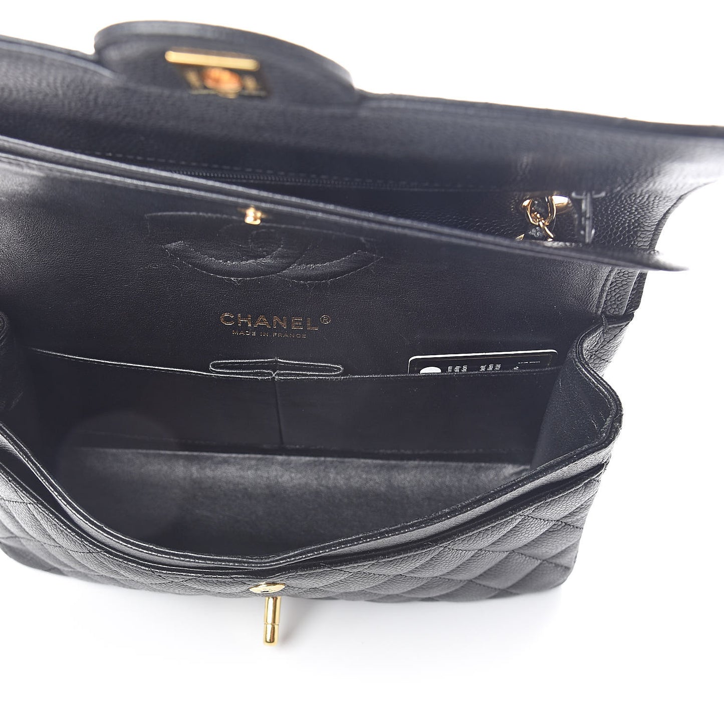 Caviar Quilted Medium Double Flap Black