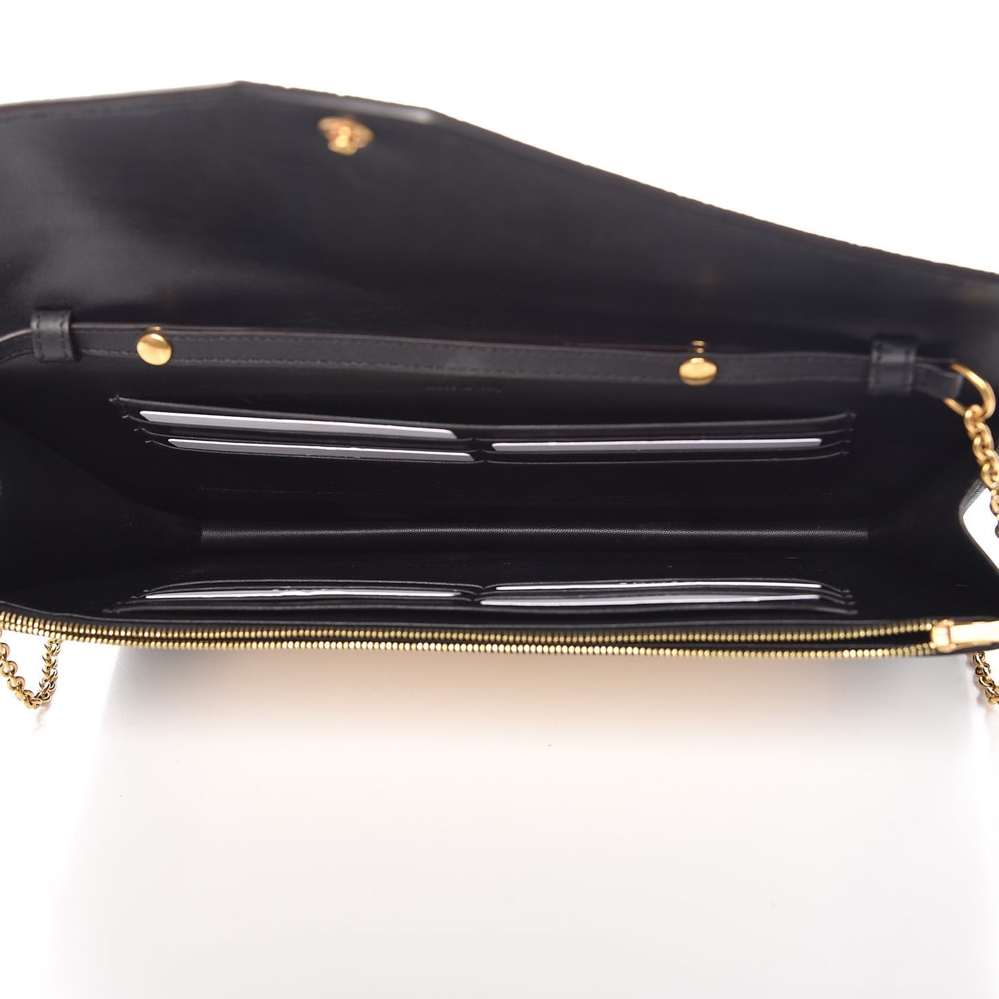 Stingray Shiny Calfskin Clutch on a Chain Black