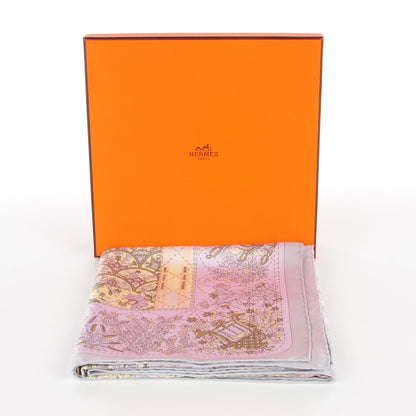 Hermes Silk Pique Fleuri de Provence Scarf 90 Gris Perle Lilac Rose Poudre 8 of 8