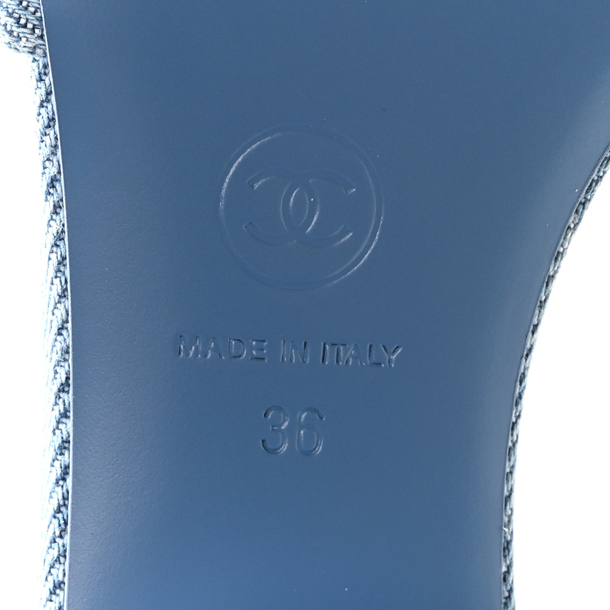 Denim Quilted Mules 36 Blue