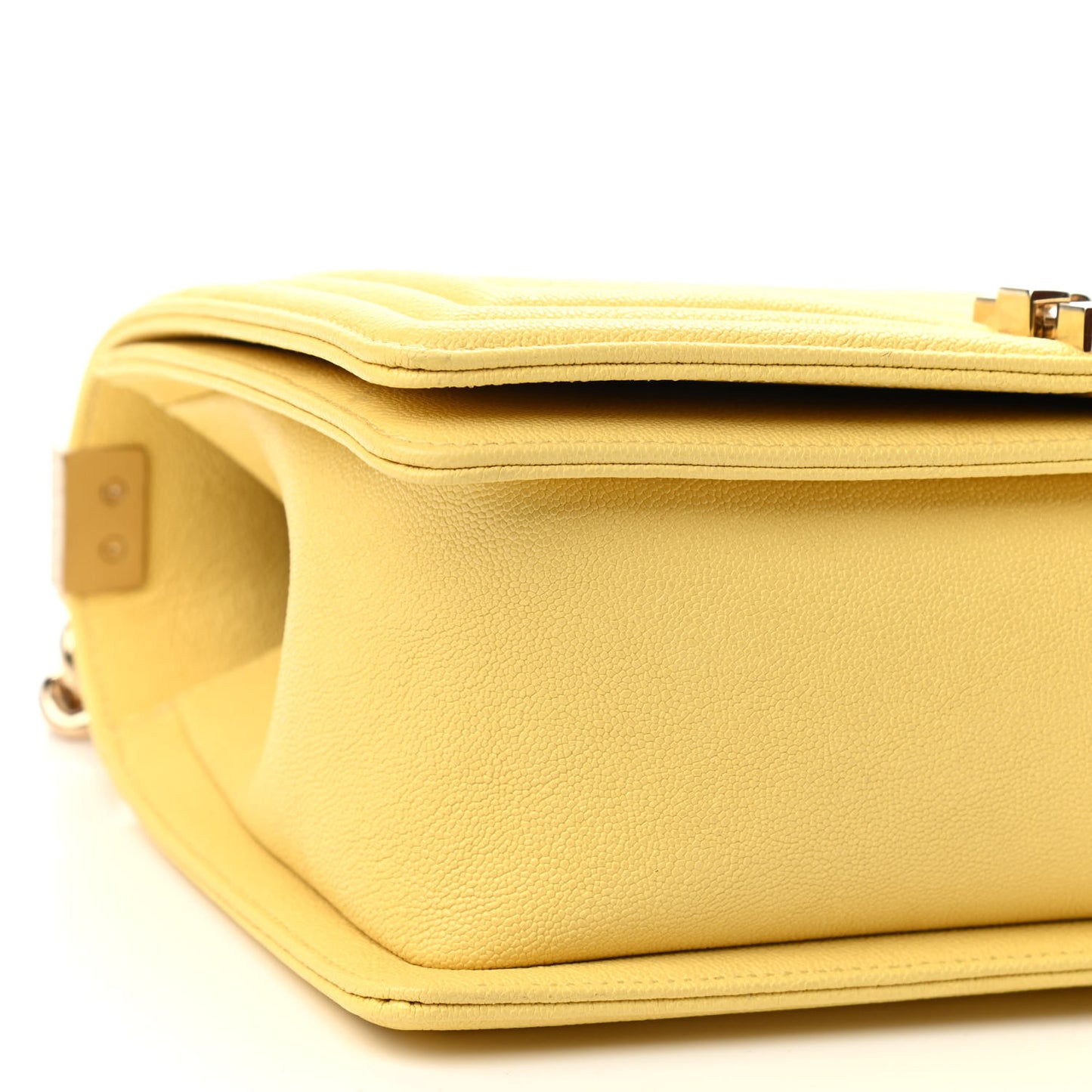 Caviar Chevron Quilted Medium Boy Flap Yellow