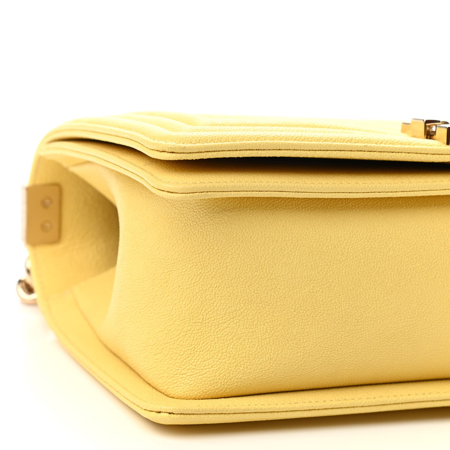 Chanel Caviar Chevron Quilted Medium Boy Flap Yellow 7 of 9