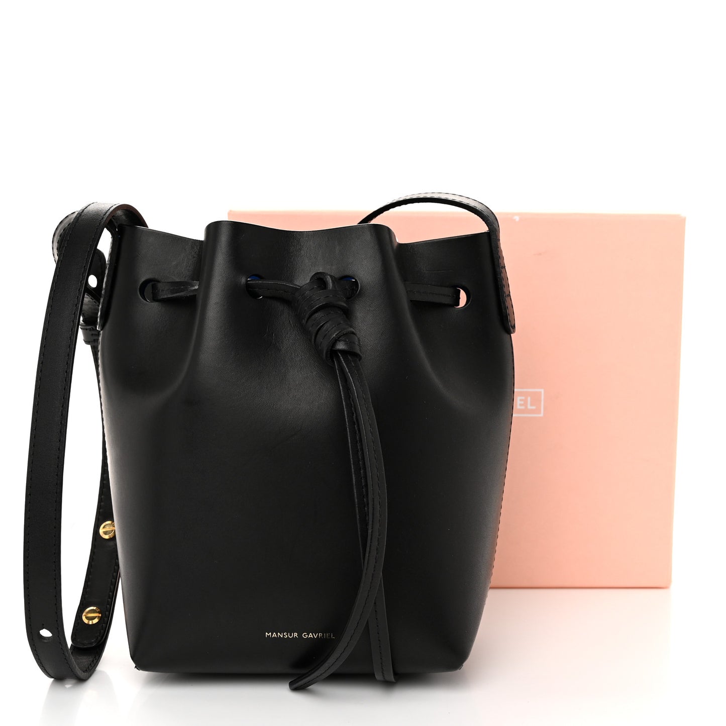 Calfskin Mini Mini Bucket Bag Black Royal Blu