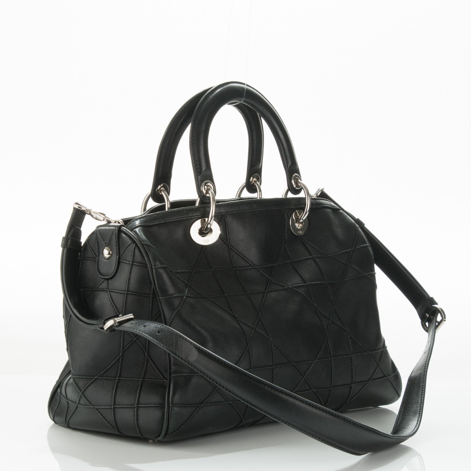 Christian Dior Lambskin Cannage Granville Polochon Black 3 of 7