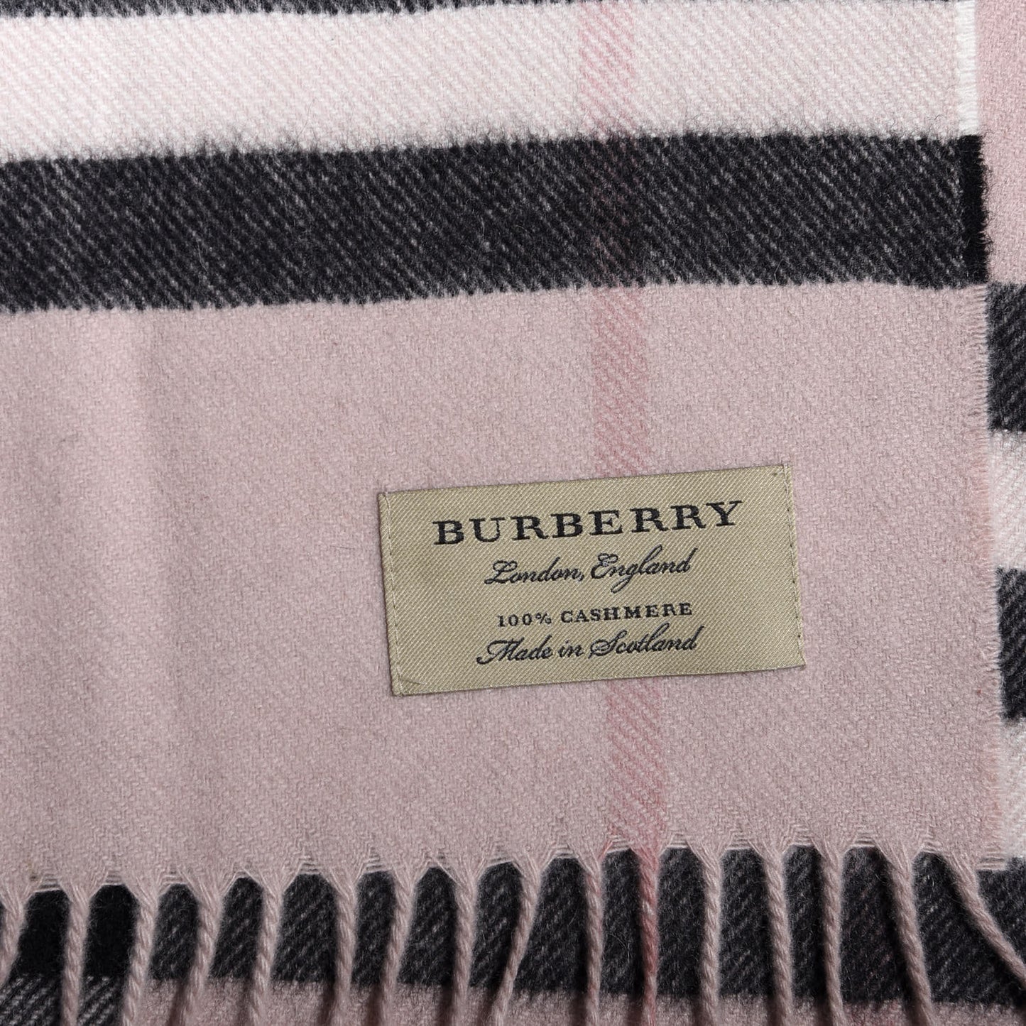 Cashmere Giant Heritage Check Fringe Scarf Ash Rose