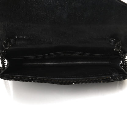 Saint Laurent Grain De Poudre Matelasse Chevron Monogram Envelope Chain Wallet Black 8 of 12