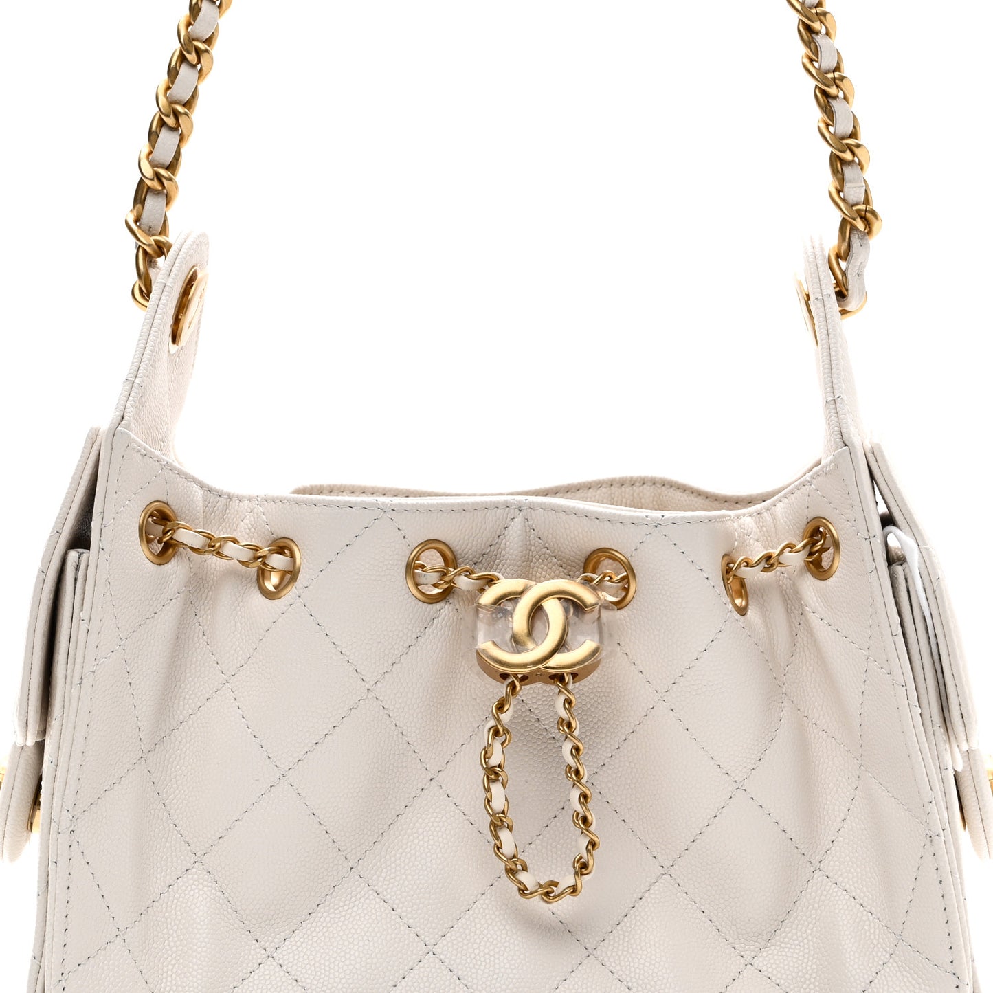 Caviar Quilted Mini Chanel 25 Handbag White
