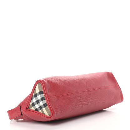 Burberry Grainy Calfskin House Check Horn Toggle Shoulder Bag Red 4 of 13