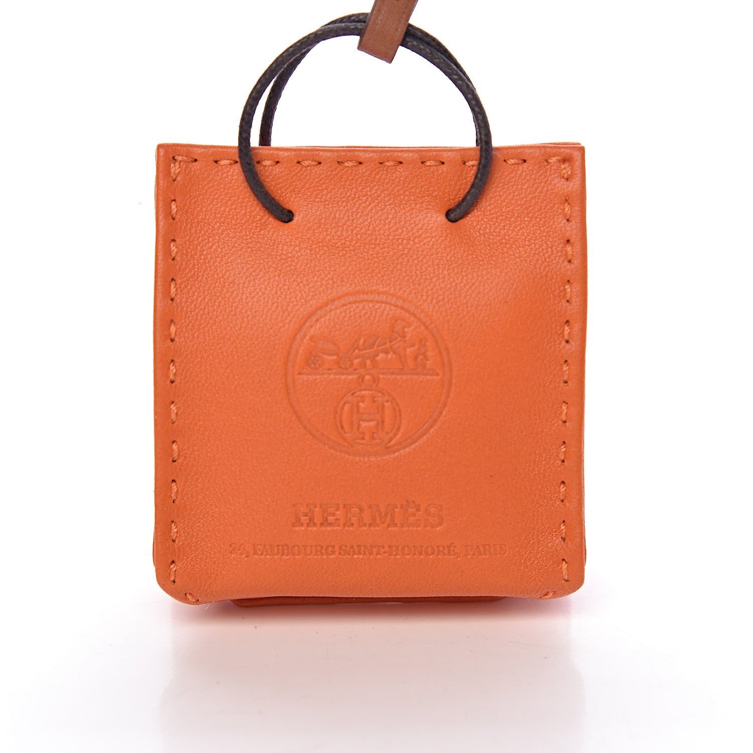 Hermes Milo Lambskin Swift Shopping Bag Charm Feu Gold 3 of 4