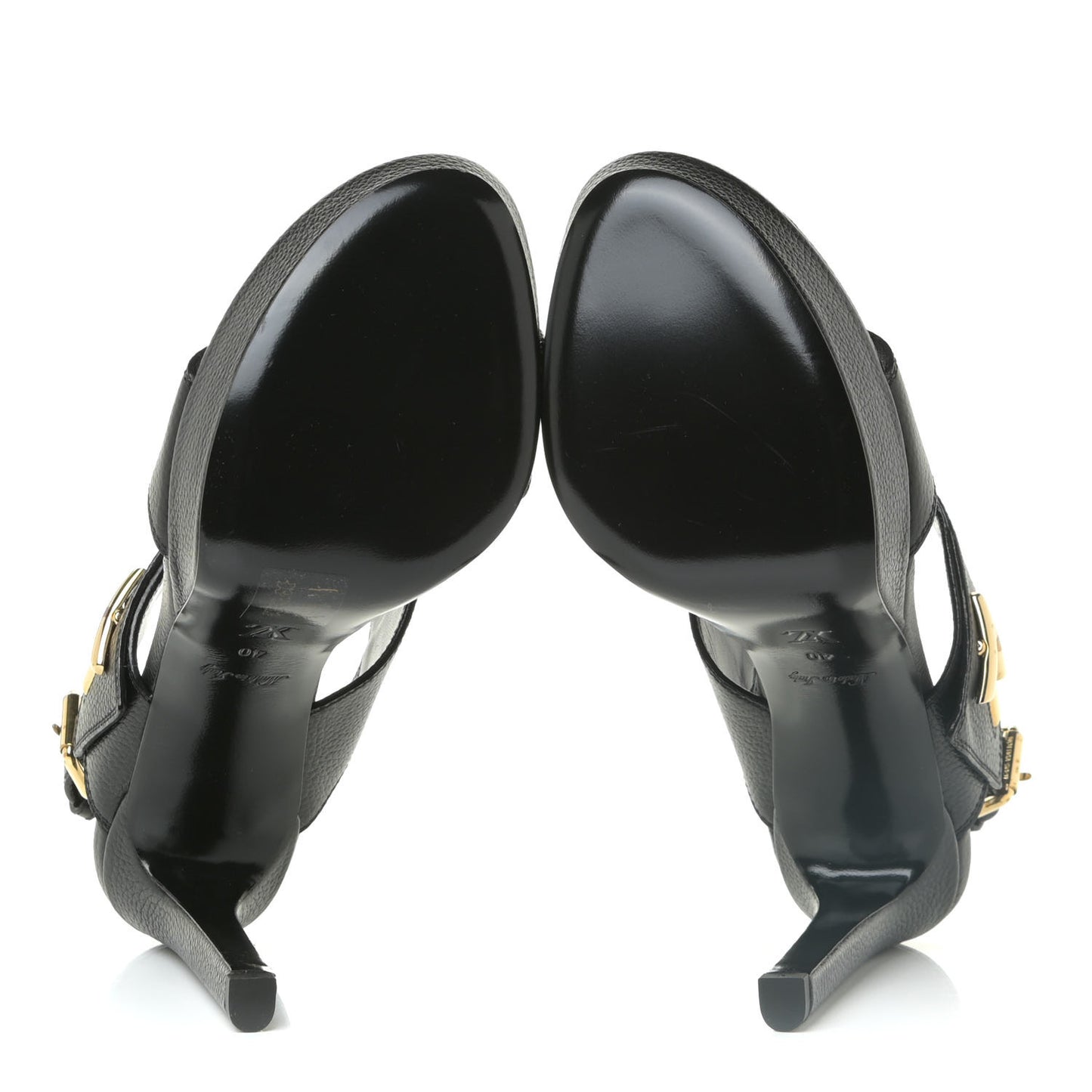 Grained Calfskin Horizon Platform Sandals 40 Black