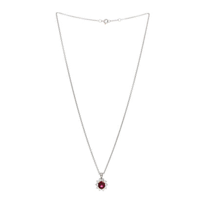 Tiffany Platinum Diamond Ruby Halo Pendant Necklace 3 of 4