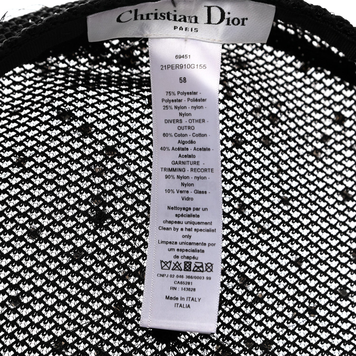 Christian Dior Polyester Nylon Pearl Beret with Veil Black 8 of 8
