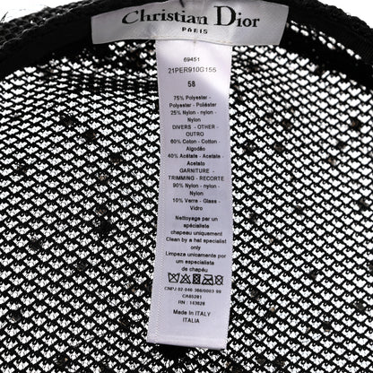 Christian Dior Polyester Nylon Pearl Beret with Veil Black 8 of 8