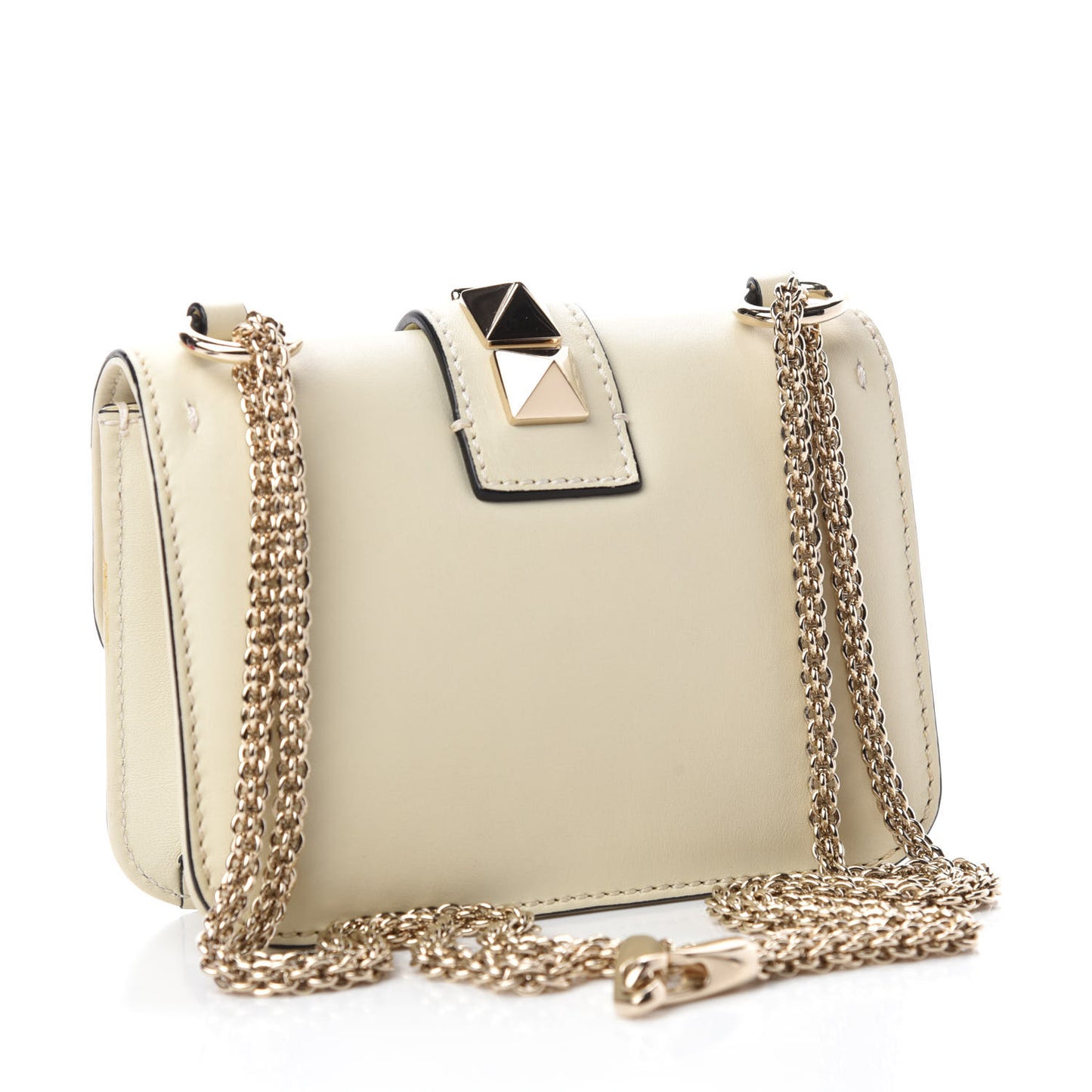 Vitello Mini Glam Lock Rockstud Flap White