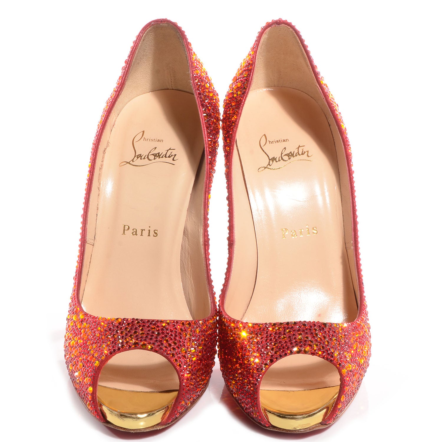 Christian Louboutin Strass Lady Claude 120 Pumps 38 Fire Opal 2 of 6
