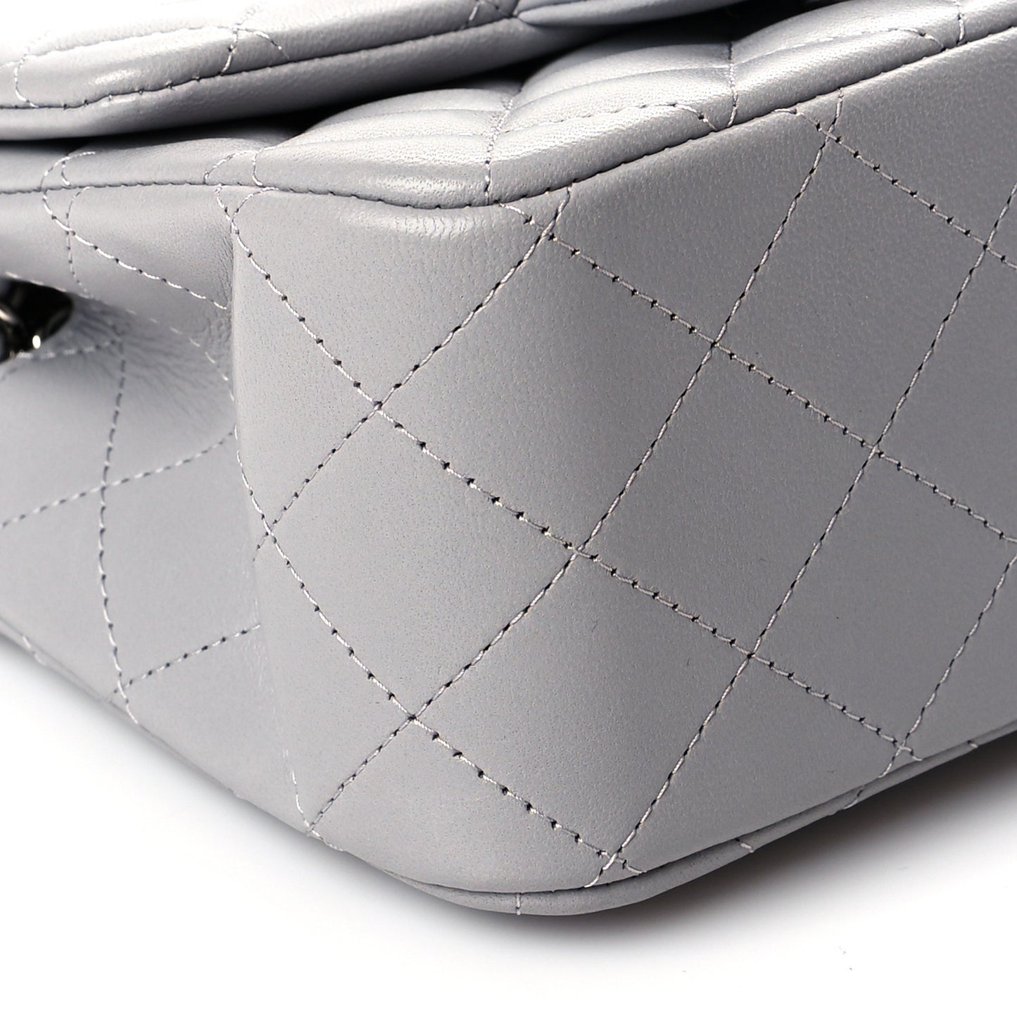 Lambskin Quilted Mini Square Flap Light Grey
