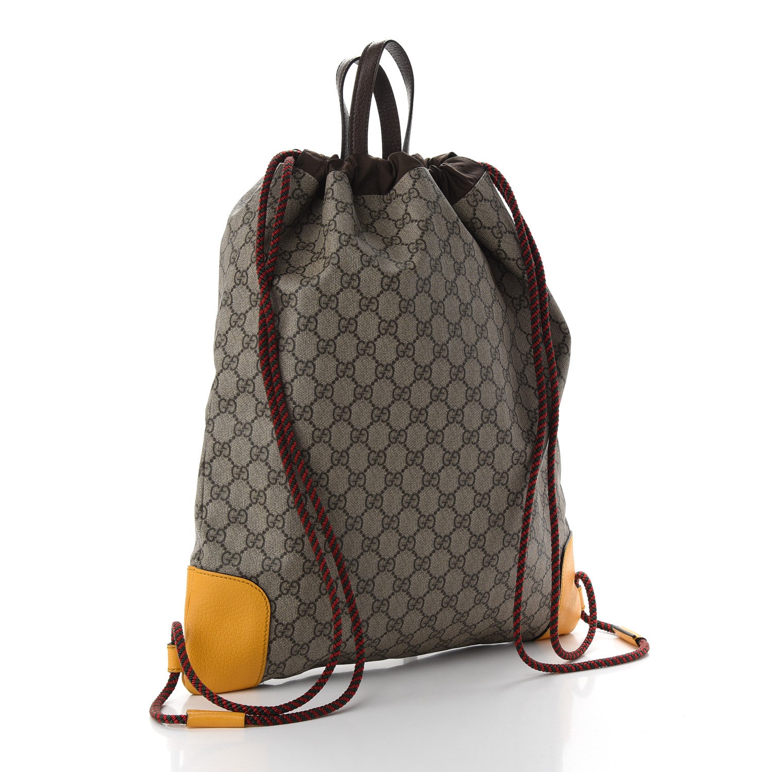 Gucci GG Supreme Monogram Neo Vintage Drawstring Backpack Beige New Acero Crop 3 of 9
