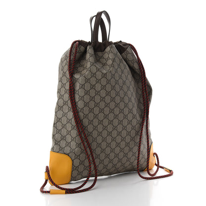Gucci GG Supreme Monogram Neo Vintage Drawstring Backpack Beige New Acero Crop 3 of 9