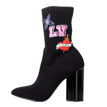 Louis Vuitton Stretch Fabric LV Black Heart Sock Ankle Boots 40 Black 1 of 10