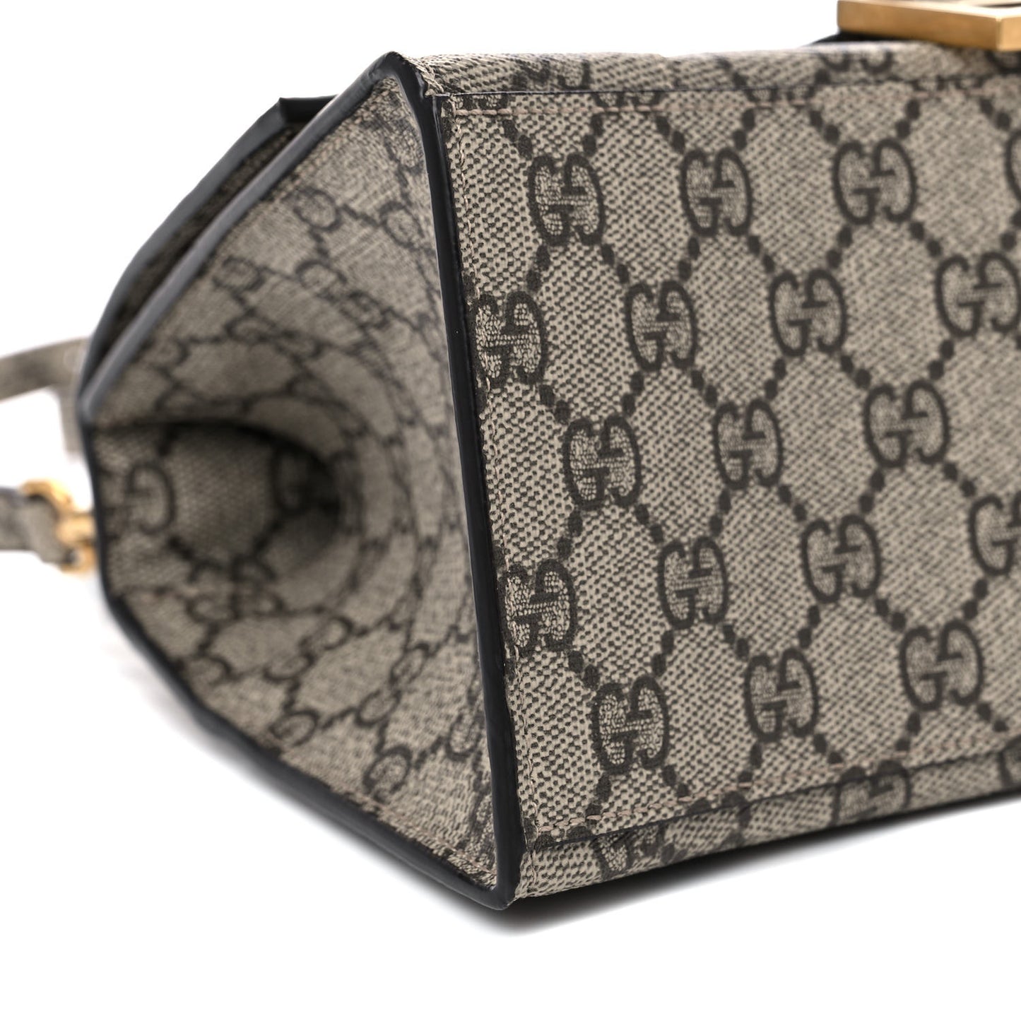 X GUCCI GG Supreme Monogram Small Hourglass Top Handle Bag Beige Ebony