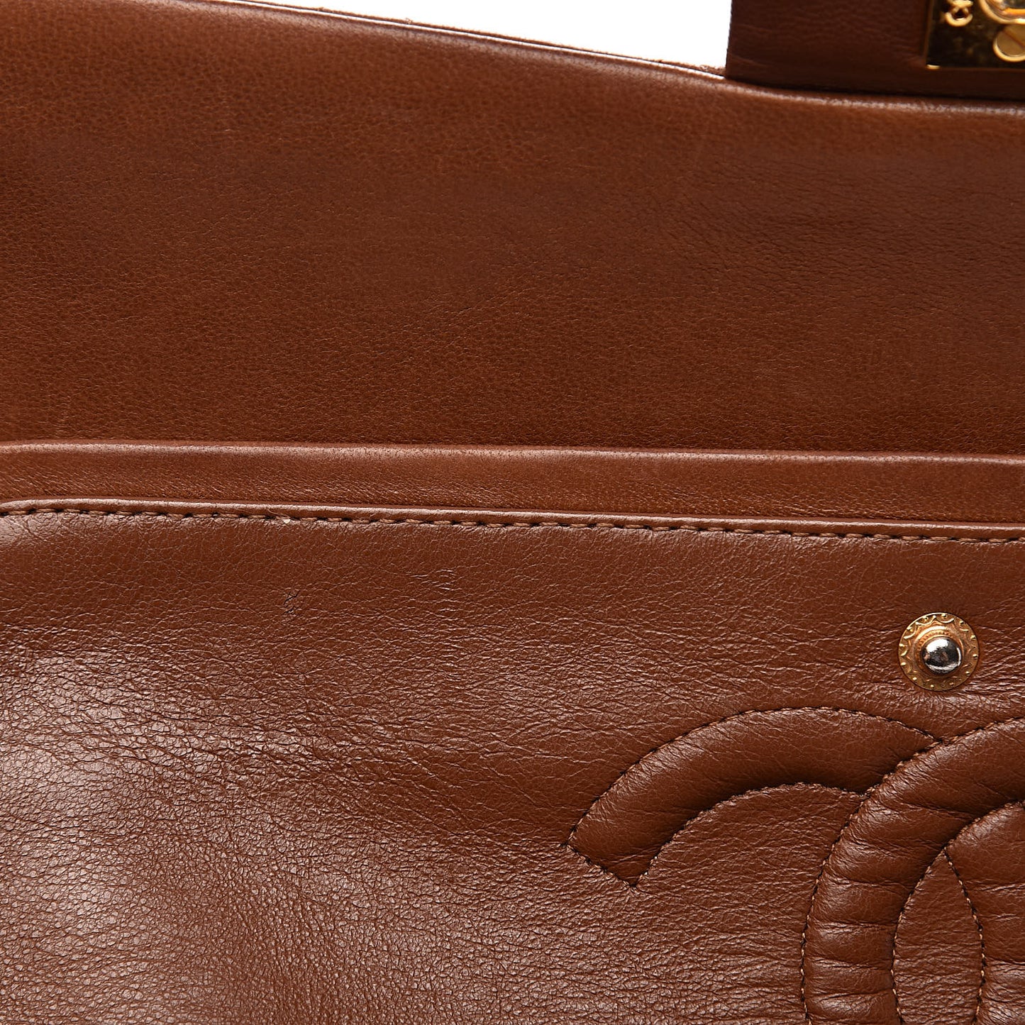 Lambskin Quilted Medium Double Flap Brown