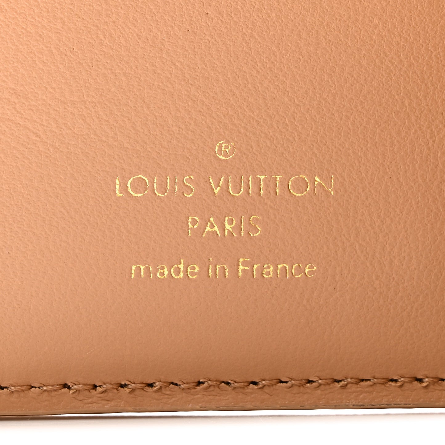 Lambskin Embossed Monogram Lou Coussin Wallet Camel