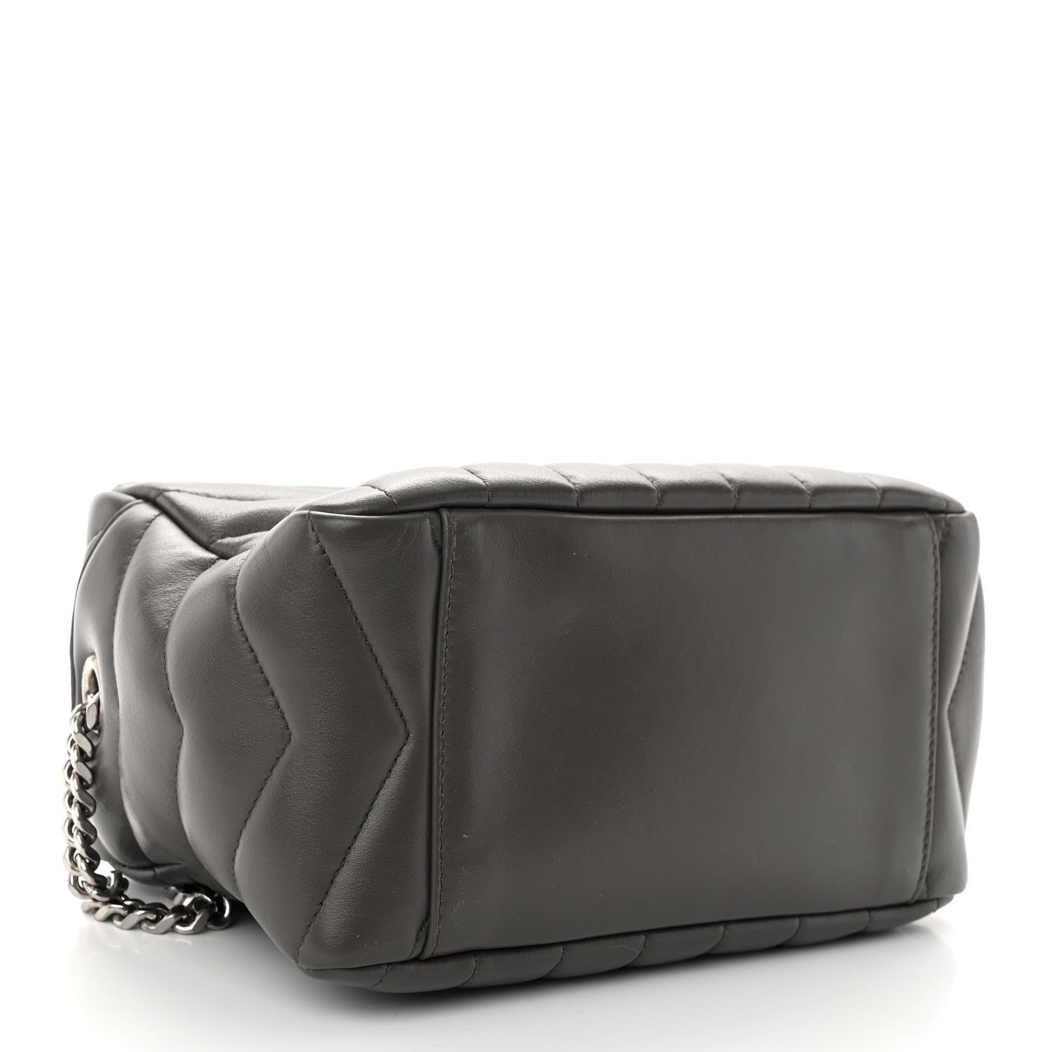 Saint Laurent Calfskin Y Quilted Monogram Small Loulou Bowling Bag Earth 4 of 9