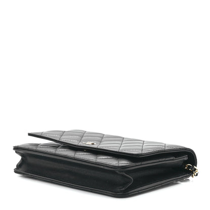 Chanel Lambskin Quilted Wallet On Chain WOC Black 10 of 12