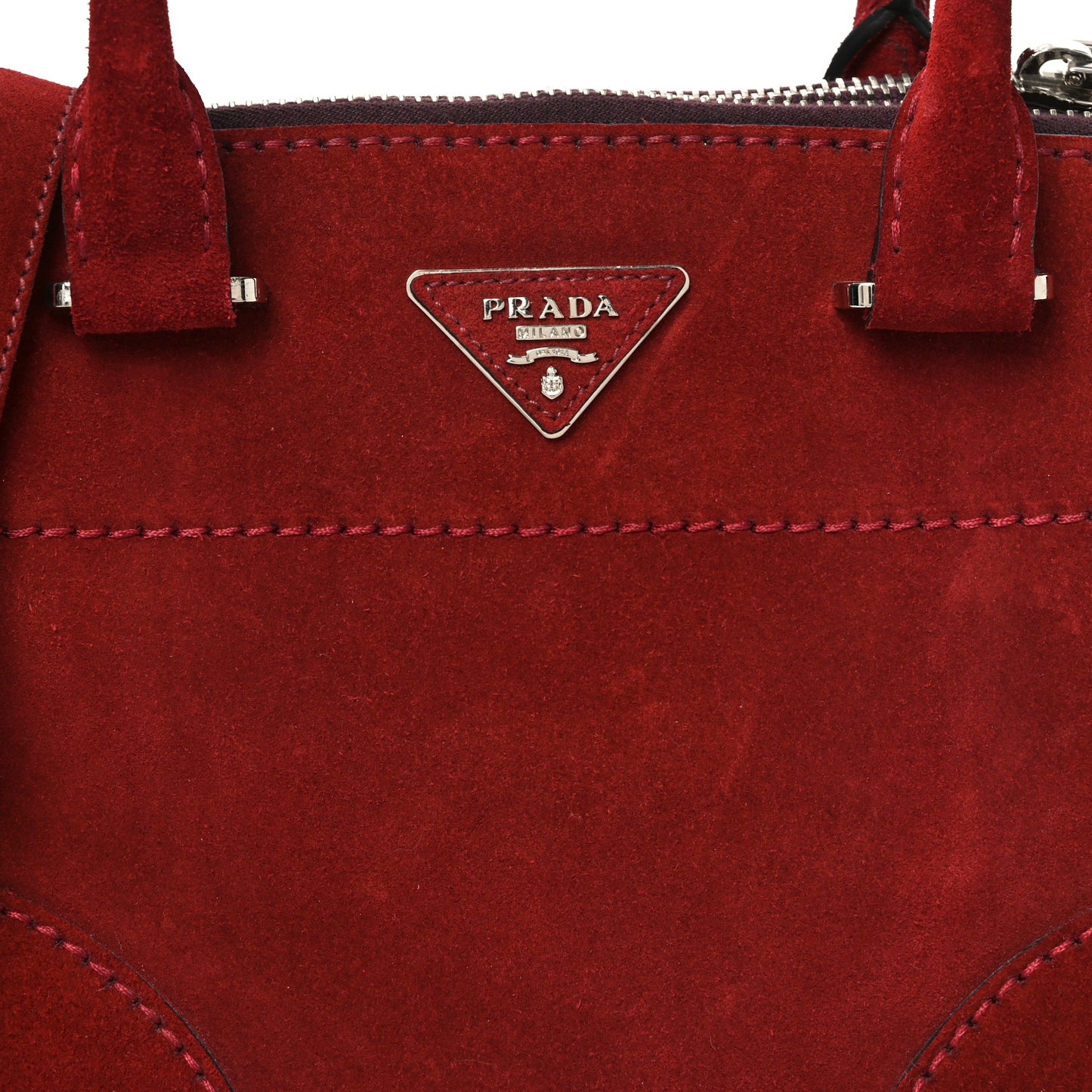 Suede Scamosciato Stitched Small Twin Pocket Tote Porpora