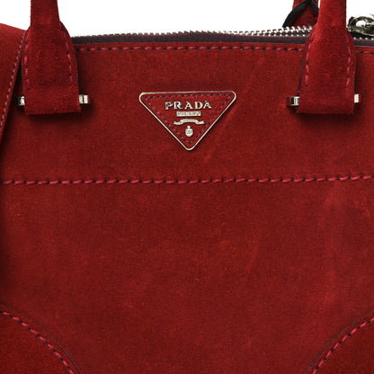 Prada Suede Scamosciato Stitched Small Twin Pocket Tote Porpora 7 of 9