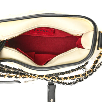 Chanel Aged Calfskin Quilted Small Gabrielle Hobo Black White 5 of 10