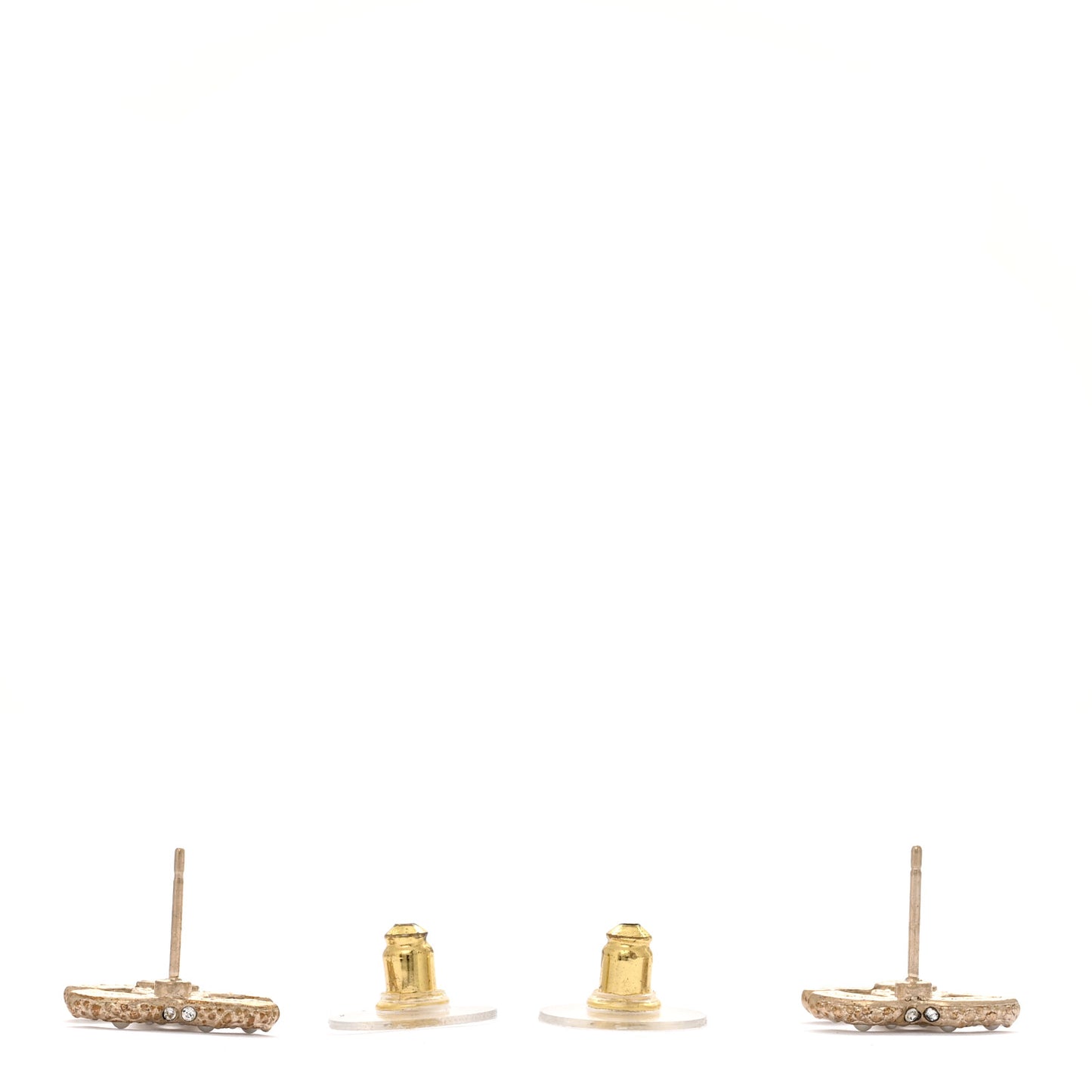 Metal Graduated Pearl Crystal CC Earrings Light Gold