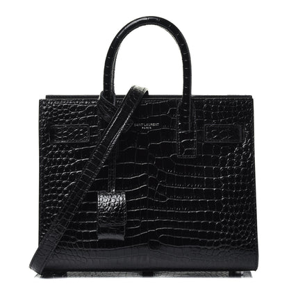 Saint Laurent Calfskin Crocodile Embossed Nano Sac De Jour Black 1 of 10