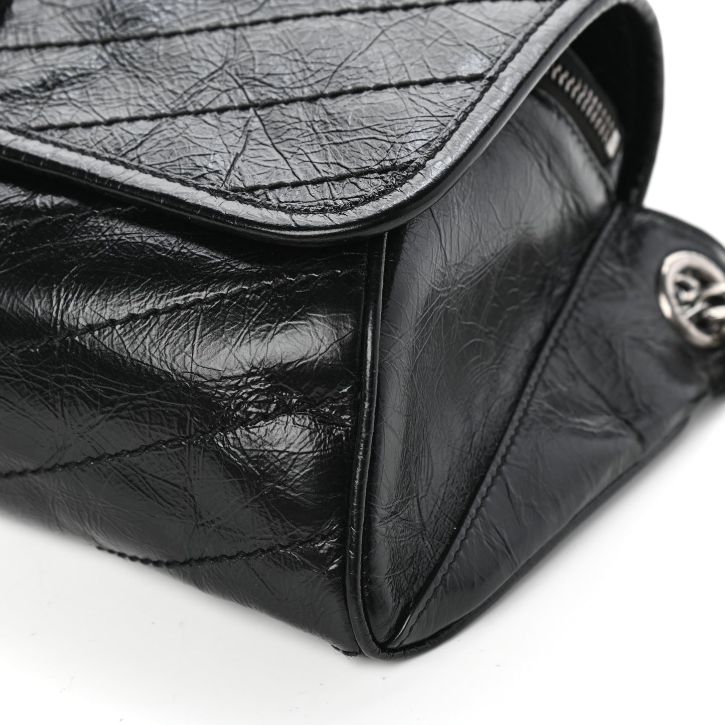 Crinkled Calfskin Matelasse Monogram Niki Body Bag Black