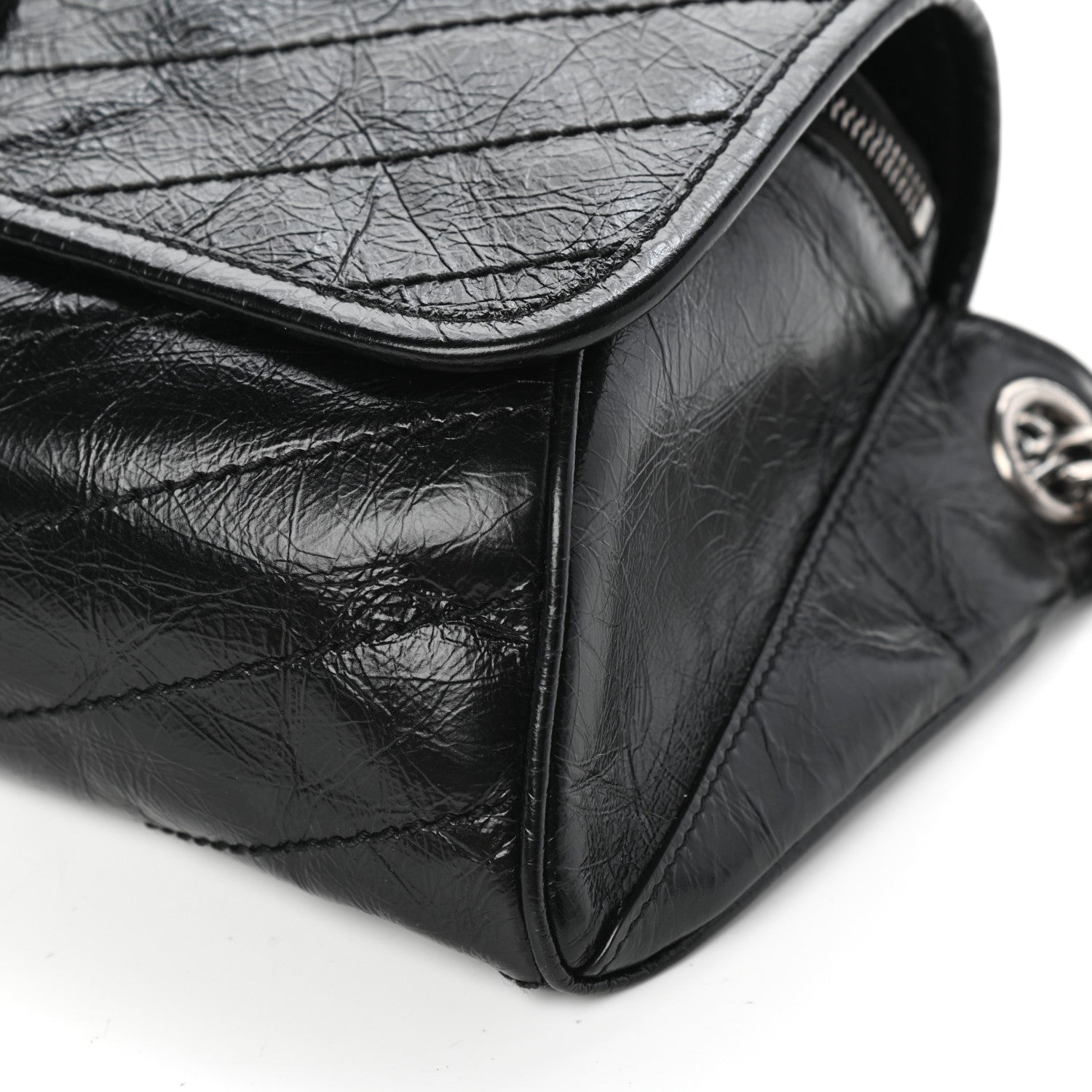 Saint Laurent Crinkled Calfskin Matelasse Monogram Niki Body Bag Black 9 of 9
