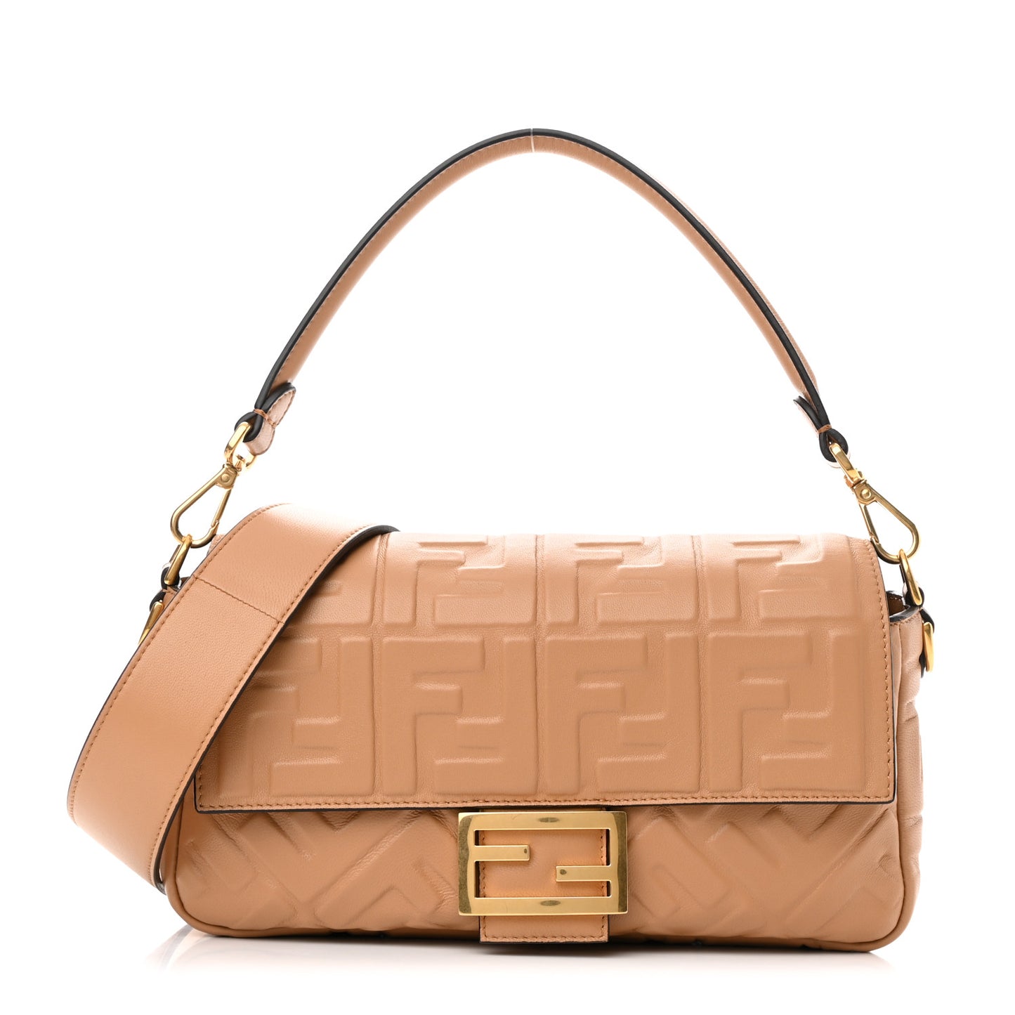 Nappa FF 1974 Embossed Baguette Miele Scuro