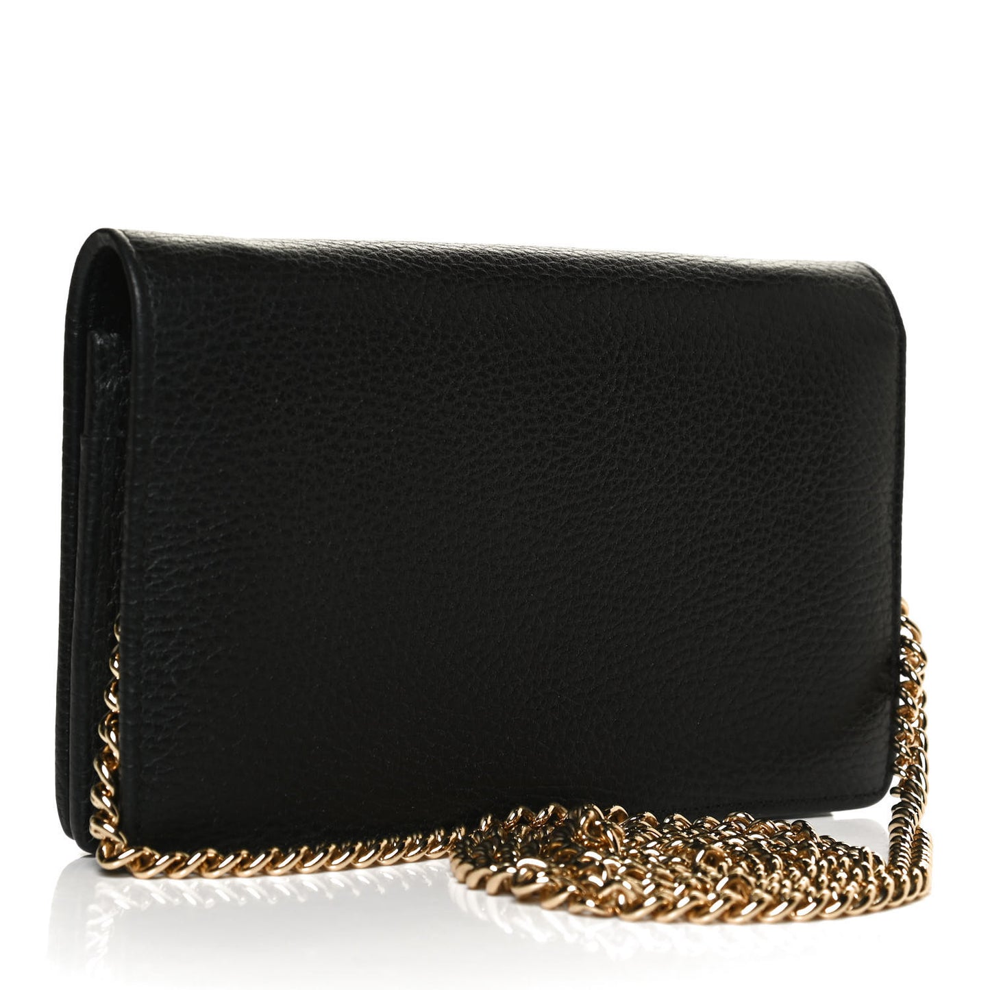 Calfskin Mini GG Marmont Chain Wallet Black