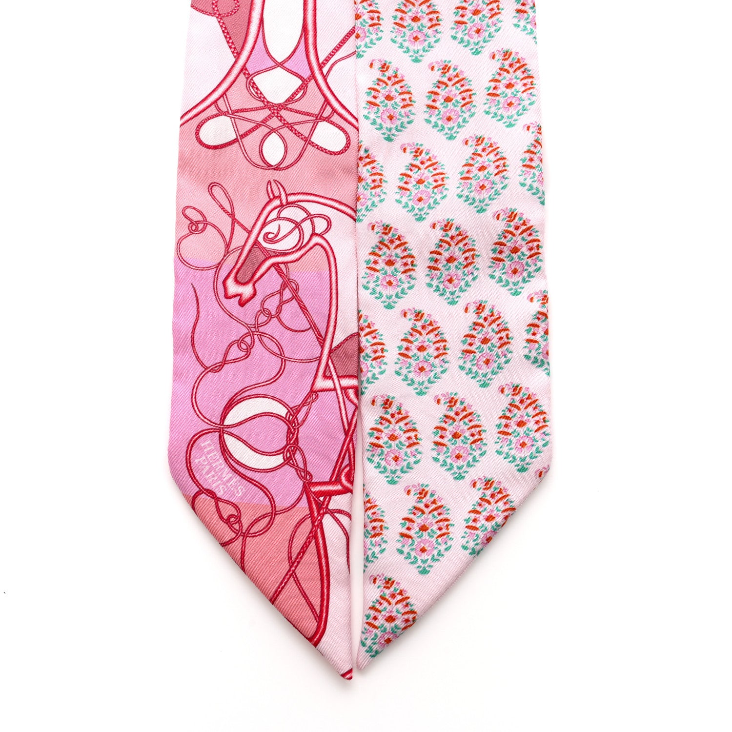 Hermes Silk Coup De Fouet Au Bloc Twilly Rose Nacre Turquoise 2 of 5