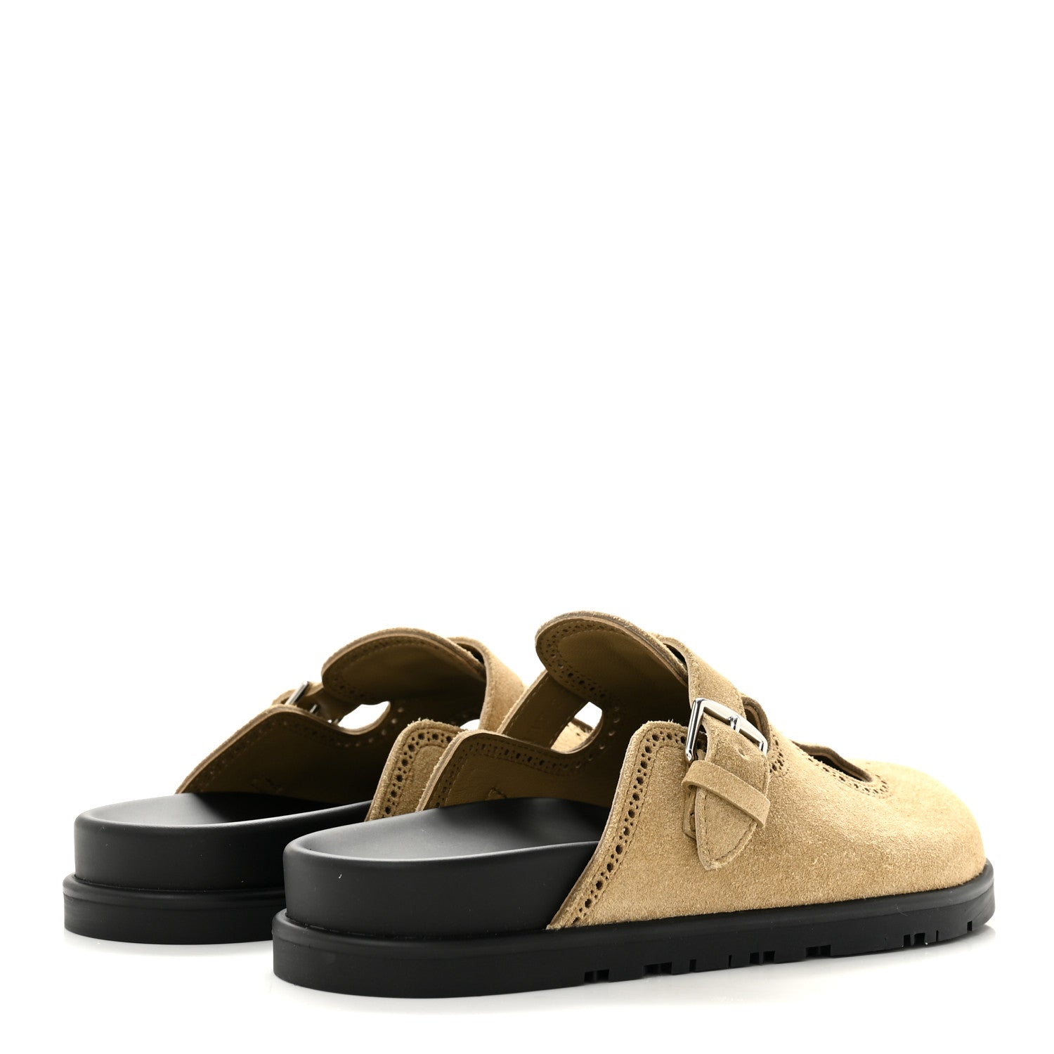 Hermes Suede Calfskin Monk Mules 36 Beige Albatre 5 of 10