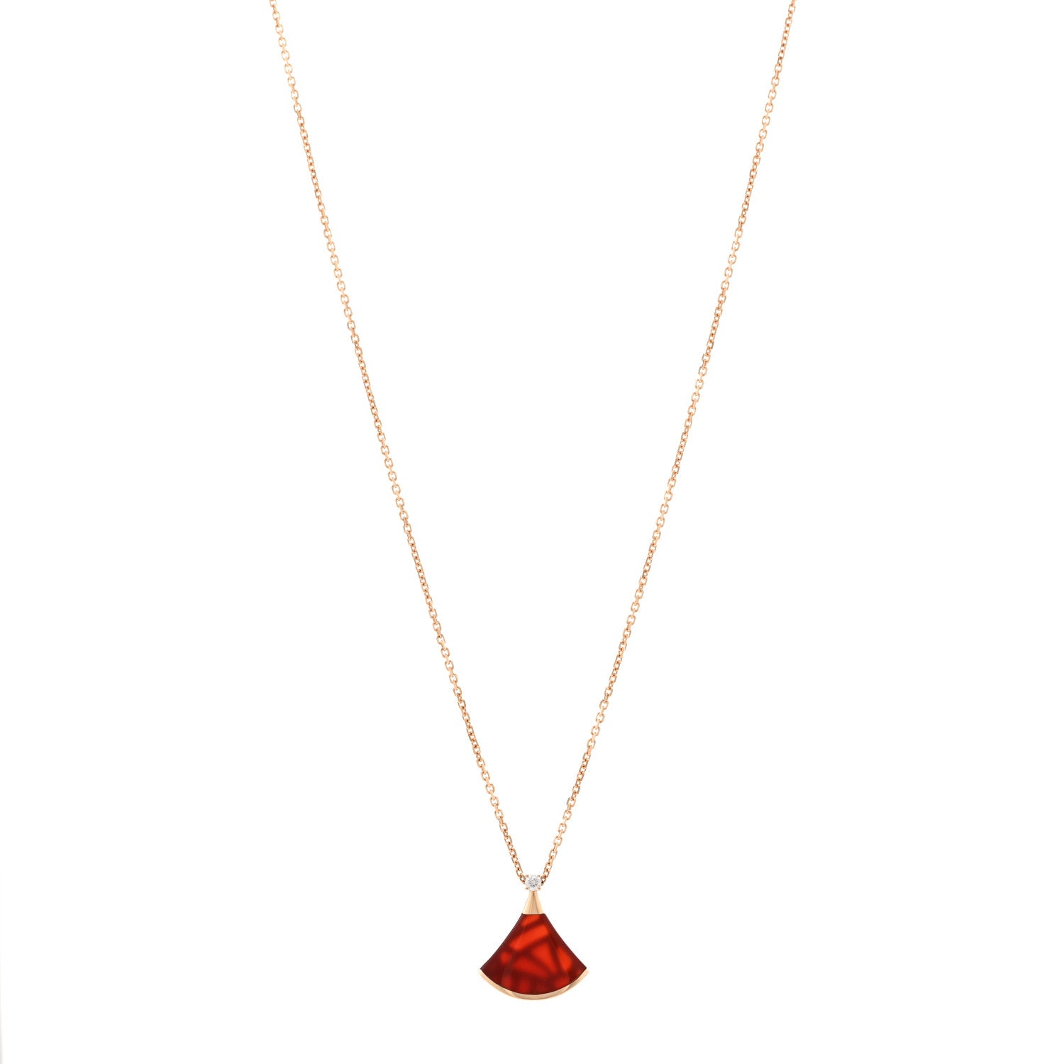Bulgari 18K Rose Gold Diamond Carnelian Divas' Dream Pendant Necklace 1 of 4