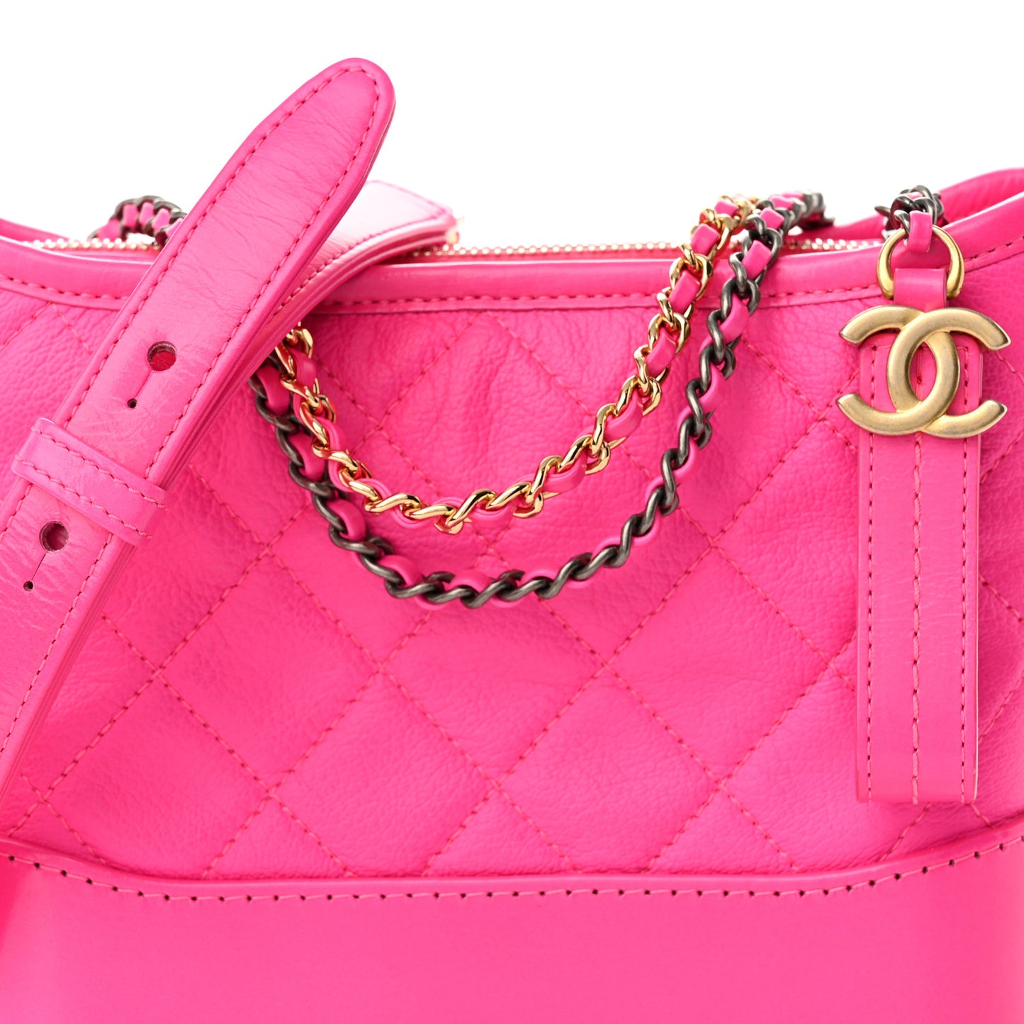Goatskin Quilted Small Gabrielle Hobo Pink