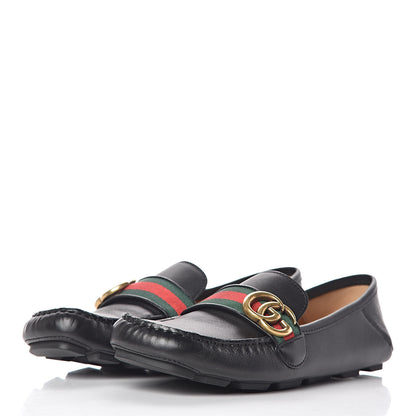 Gucci Calfskin Womens Noel Web Driver Loafers 39 Black 3 of 9