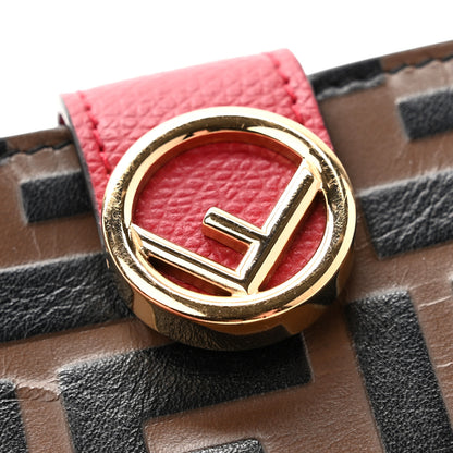 Fendi Vitello Cruise F is Fendi Bi-Color FF 1974 Embossed Gusseted Card Holder Maya Black Rosso 8 of 8