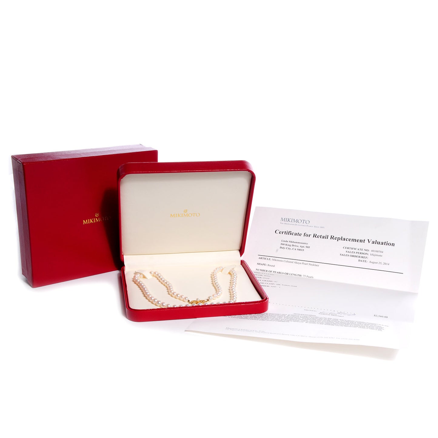 18k Gold Cultured Akoya 6mm Pearl Strand Necklace 20