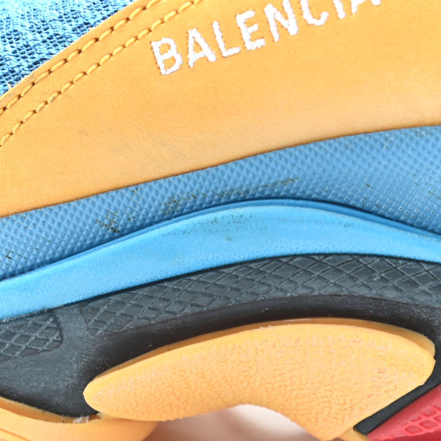 Fabric Mesh Nappa Mens Triple S Sneakers 42 Bleu Orange