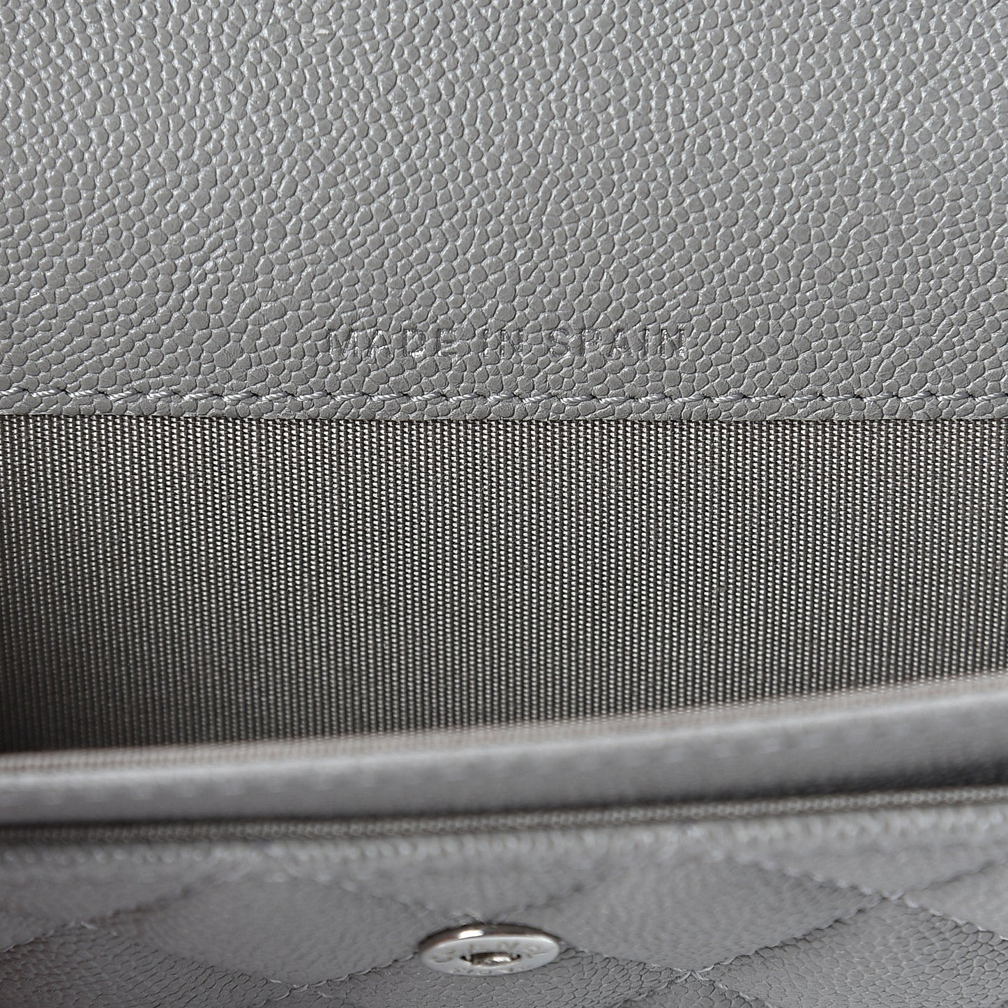 Caviar Quilted Boy Flap Card Holder Grey